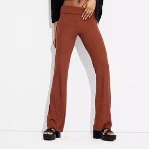 Wild Fable Mid-Rise Ribbed Foldover Flare Leggings Size Medium M